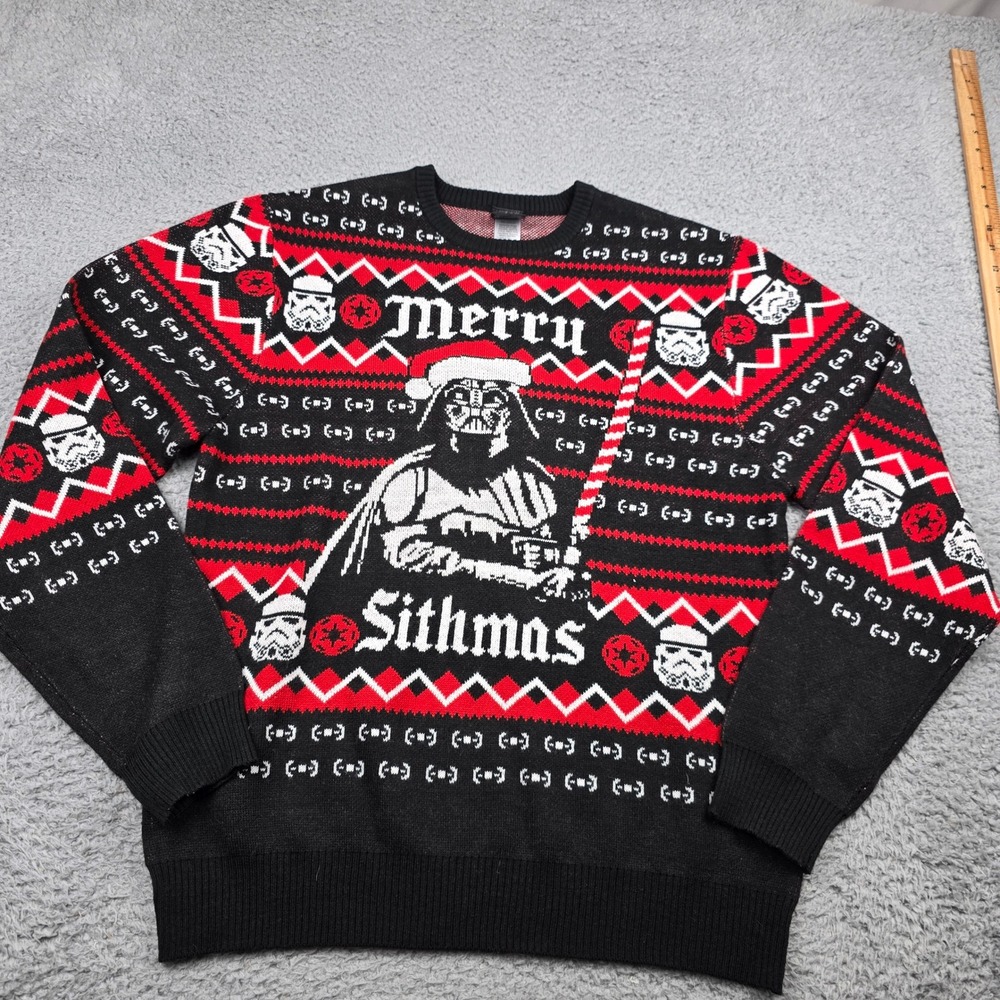 Star Wars Merry Sithmas Darth Vader Ugly Christmas Sweater Mens Large Black Red